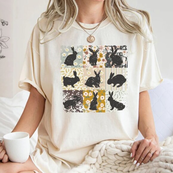 Tops - Funny Easter Shirt, Graphic Rabbit Shirt, Easter Gift